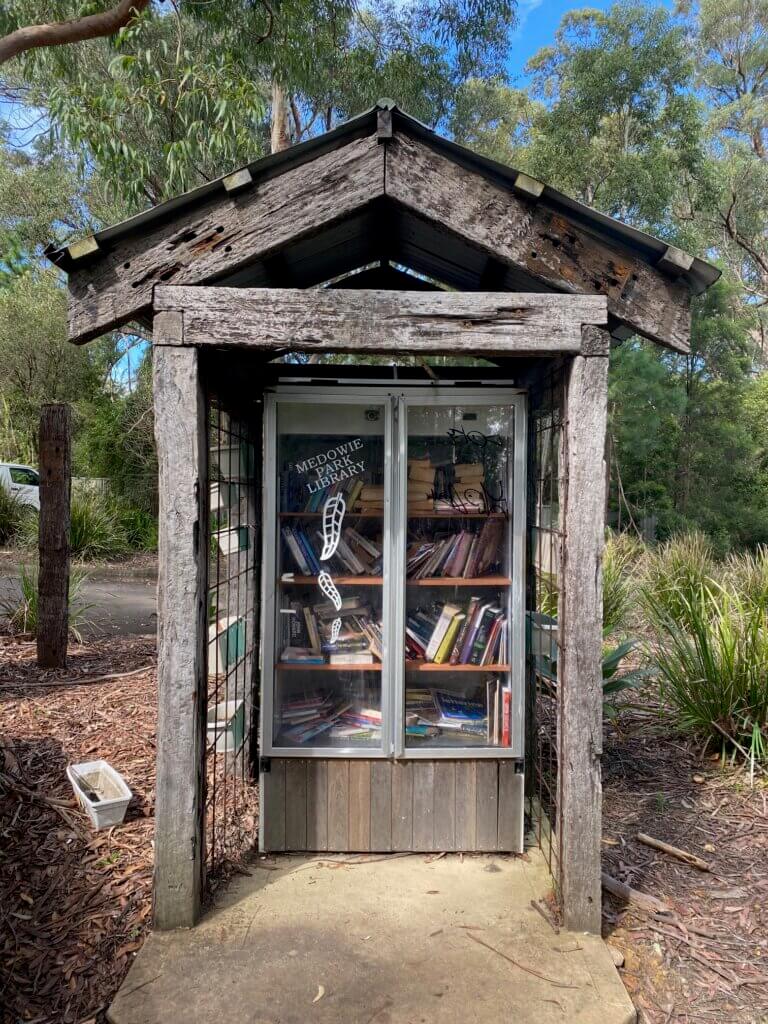 Street library in a park.